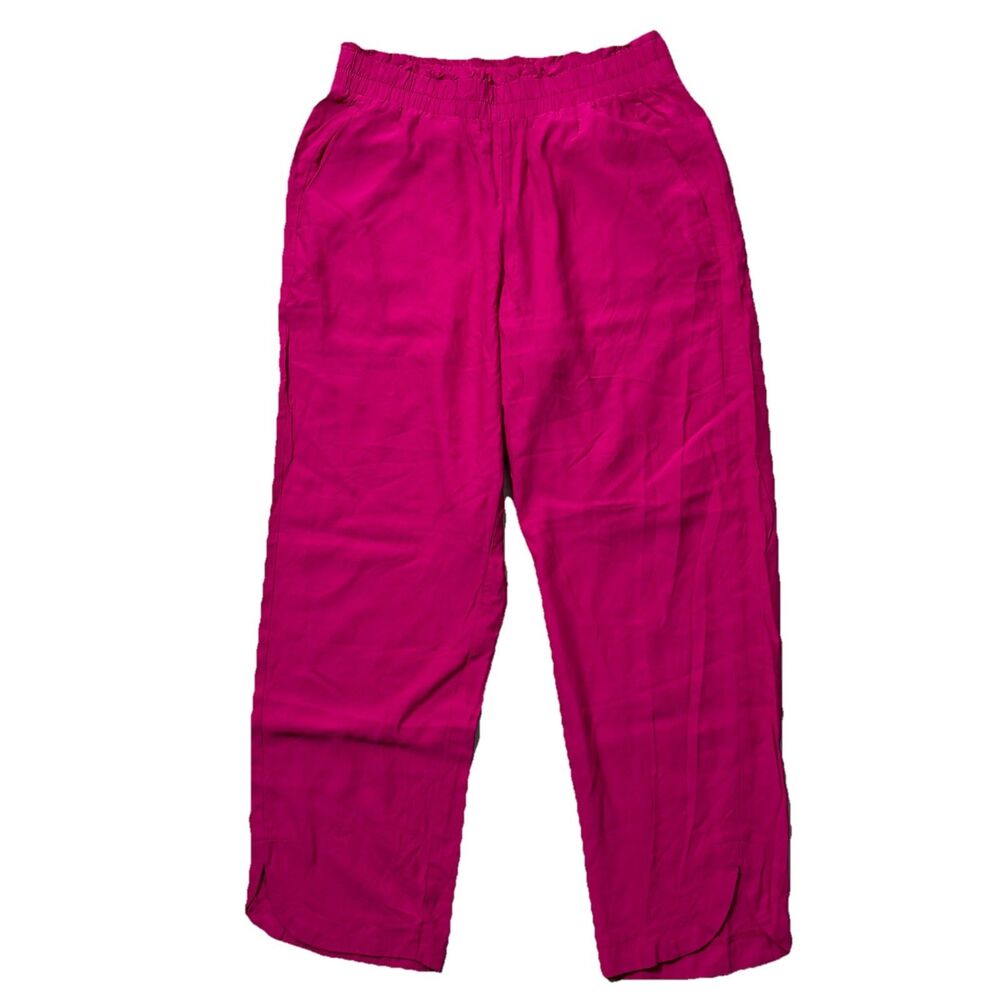 A New Day Women’s casual Crop Pants Size M Pink Fuchsia Elastic Waist comfy